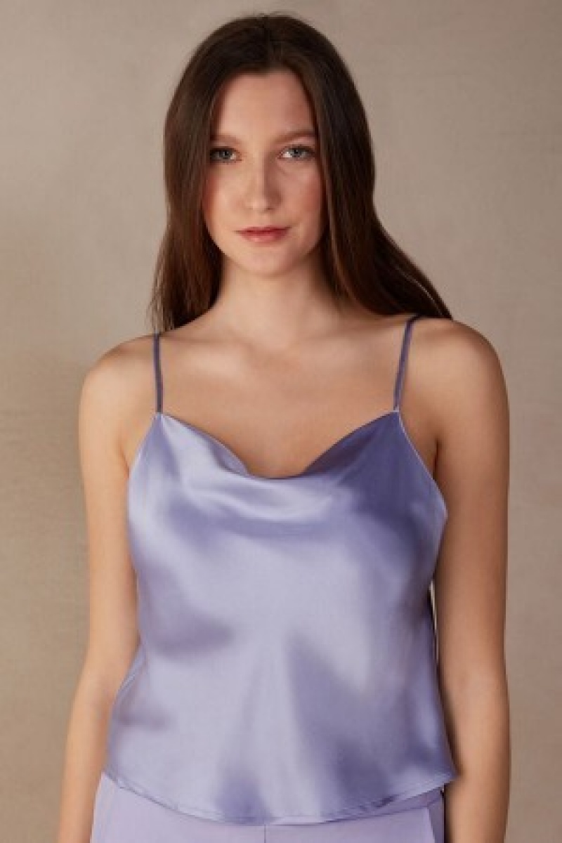 Violet Intimissimi Silk Crop Camisole | CAICD88079